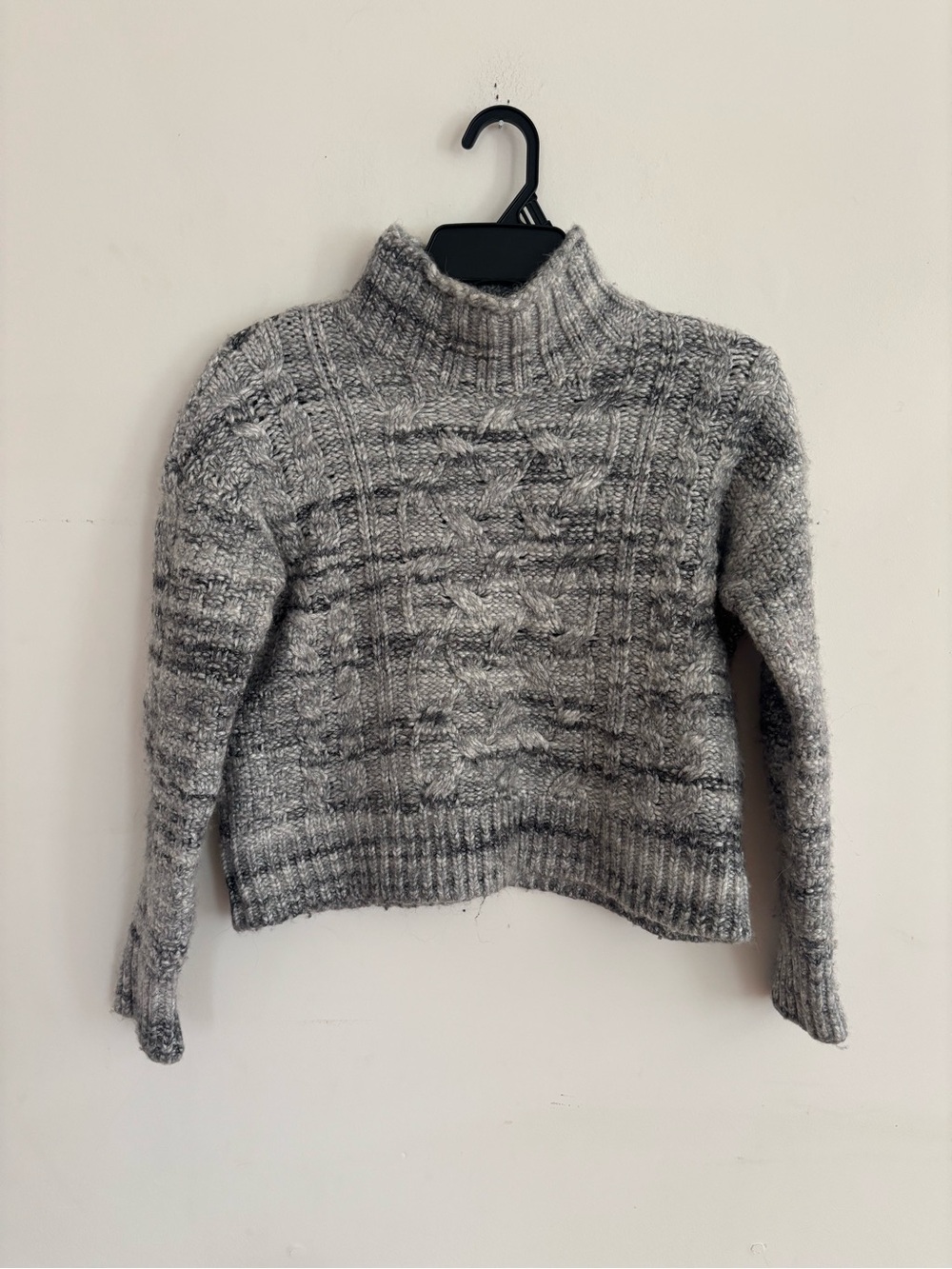 GAP Grey Marled Cable Knit Turtleneck Sweater M Alpaca Blend